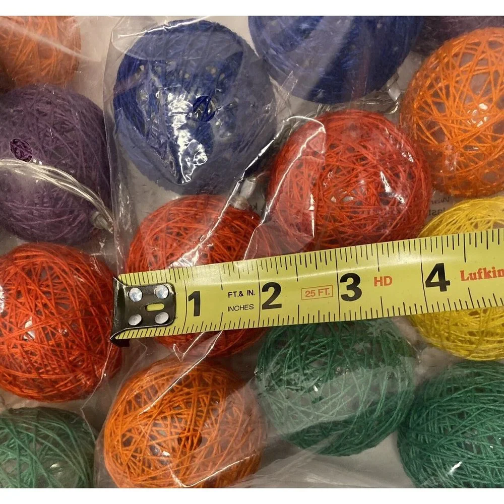 Vtg NOS LED String Lights Colored Globes Textured Indoor 30 Lights On 3 Strings